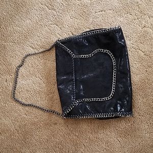 Black sparkling zip top shoulder bag